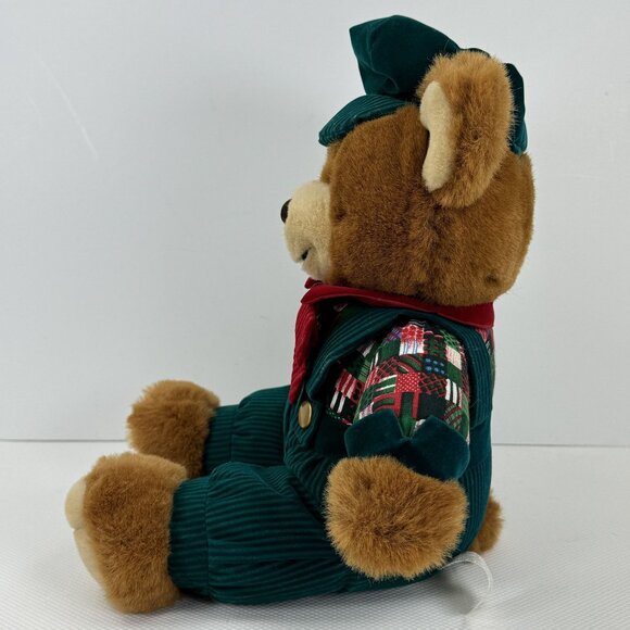 Vintage 1994 Kmart Teddy Bear Lane Christmas Bear Holiday Overalls Hat Bow 18" - Picture 6 of 13